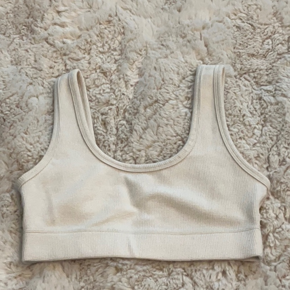 TNA Off-White Ribbed Sports Bra